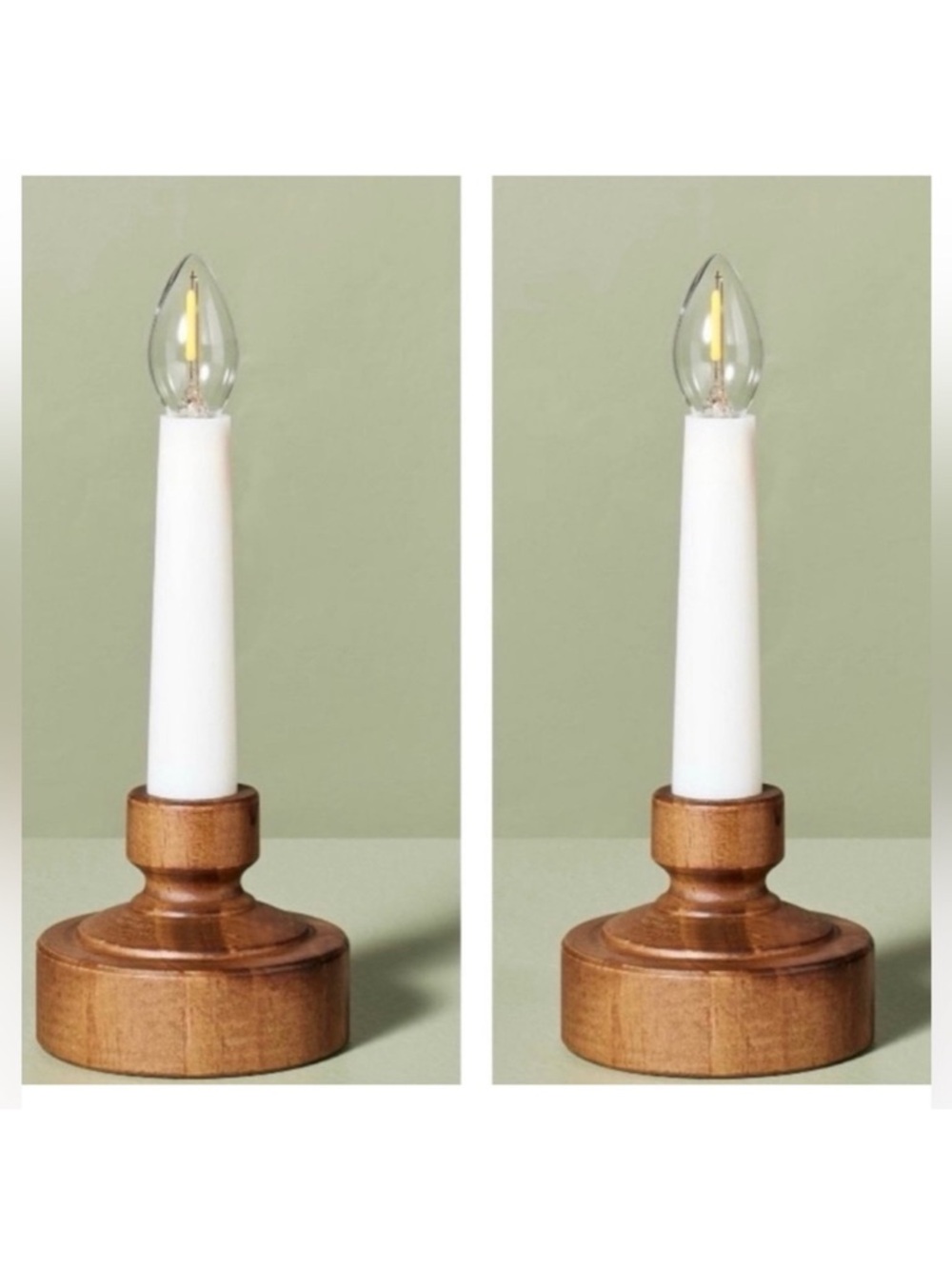 Flameless Window Candle with Timer Wood (Set of 2)  - Hearth & Hand